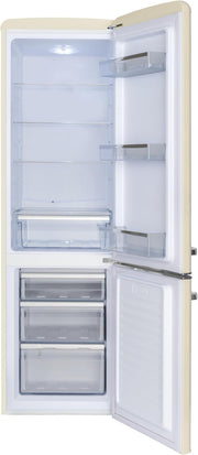 Frigorífico combi retro Amica 244 L 181 x 55 x 61,5 cm KGCR 387 101 B | 181 L frigorífico 63 L congelador, iluminación LED, descongelación automática, cristal de seguridad, botellero cromado, funcionamiento silencioso