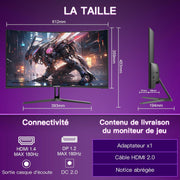 Monitor curvo Amzfast de 27 pulgadas, 180Hz, FHD (1920x1080), 1ms MPRT, curvatura de juego 1500R, luz azul baja, Adaptive Sync, HDR, 130% sRGB, DP 1.2 HDMI 1.4, AMZG27C1