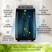 KLARSTEIN Grandbreeze Pro 14K – Aire acondicionado portátil, deshumidificador, ventilador, 3 velocidades, 14000 BTU/1,65 kW, habitación: 42 a 68 m², flujo: 460 m³/h, eficiencia energética A – Blanco
