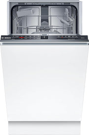Lavavajillas inteligente Bosch Serie 2 SPV2IKX10E, totalmente integrable, 45 cm de ancho, cesta para cubiertos, secado extra con solo pulsar un botón, InfoLight punto de luz rojo en el suelo, protección AquaStop contra daños por agua, blanco