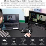 FEELWORLD LIVEPRO L1 V1 Mezclador de video multicámara, conmutador de mezcla de video con pantalla LCD de 2 pulgadas, 4 entradas HDMI, salida USB 3.0, producción en tiempo real, transmisión en vivo, ligero