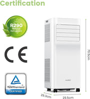 Aire acondicionado portátil Comfee Easy Cool 2.0, 7000 BTU 2,0kW, refrigeración, ventilación y deshumidificación, tamaño de habitación hasta 68m³ (25㎡), control por APP/Alexa/Google Home/IFTTT, aire acondicionado móvil con manguera de escape