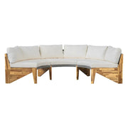 Set de sofá seccional redondo de madera de acacia para exteriores con mesa de centro, 12 plazas