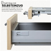 bümö Cajonera móvil con cajones, contenedor con cerradura de madera en haya - Carrito para oficina como mueble bajo de escritorio, cajonera de oficina o contenedor de escritorio con tiradores de barra