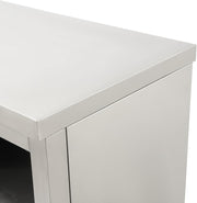 Armario de trabajo con puertas correderas, mesa de trabajo de acero inoxidable, armario de mesa de trabajo para cocina, armario de acero inoxidable independiente, mesa de acero inoxidable para cocina, restaurante, garaje, 120 x 50 x 86 cm