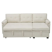 Sofá seccional reversible convertible con cama extraíble, chaise longue con almacenamiento oculto y patas duraderas