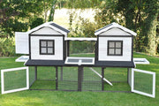 nanook Premium Conejera Jaula para animales pequeños XXL, grande, apropiada para la especie, con recinto al aire libre, ideal para exteriores, 197 x 85 x 112 cm - marrón y blanco - 2 niveles