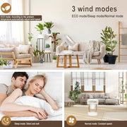 Ventilador MYCARBON muy silencioso, motor DC 20dB, caudal de aire 1850m³/h, 8 velocidades, modo ECO, ventilador de mesa, circulador de aire 3D para dormitorio de 30m², ventilador turbo, temporizador de 8h
