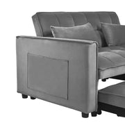 Sofá cama convertible de terciopelo 3 en 1 color gris cemento con cojines y bolsillos, sofá cama moderno extraíble, respaldo ajustable