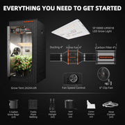 Kit completo de cultivo Spider Farmer SF1000D, lámpara LED de cultivo de espectro completo con LEDs Samsung LM301B, kit de tienda de cultivo de 60x60x140 cm, sistema de ventilación para hidroponía 1680D