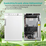SMETA Refrigerador con congelador a gas 12V/230V/Gas, nevera con compartimento congelador de 100L, refrigerador combinado silencioso para camping, hogar, caravana, garaje, casa rural, autocaravana, blanco