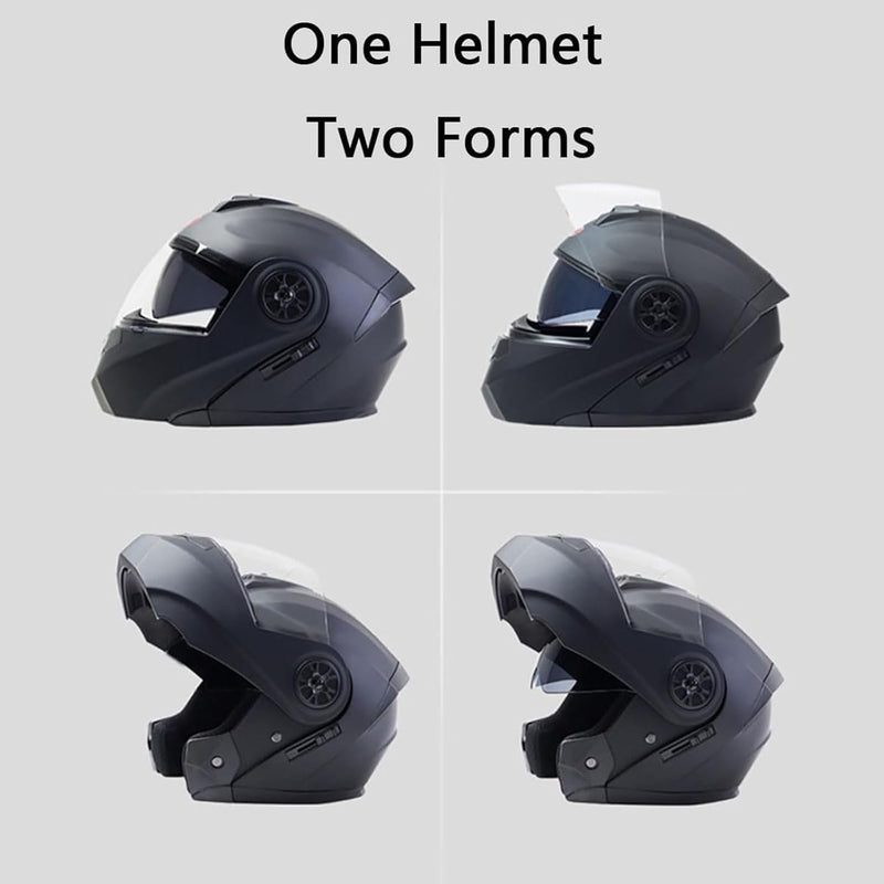 ZHTBATE Casco de Moto Bluetooth Modular Homologado ECE para Hombre y Mujer, Casco Abatible para Adultos con Doble Visera Anticolisión, Casco Integral Modular para Scooter y Motocicleta