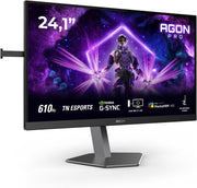 Monitor de juego AOC AG246FK6 de 24 pulgadas FHD, 610 Hz, TN Esports, 0,5 ms GtG, Adaptive Sync, HDR400, altura ajustable, compatible con G-Sync (1920 x 1080, 2 puertos HDMI 2.1, DP 1 puerto USB 1.4) negro/gris