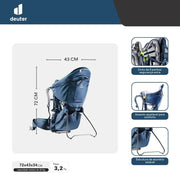 Mochila portabebés Deuter Kid Comfort para bebés y niños pequeños, ergonómica y transpirable, con respaldo ajustable
