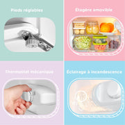 COMFEE' RCT87WH2(E) Frigorífico Congelador Bajo Encimera, Mini Frigorífico con Congelador 87L con Iluminación, Estantes Extraíbles, Termostatos Ajustables, Puertas Reversibles, Blanco [Clase Energética E]