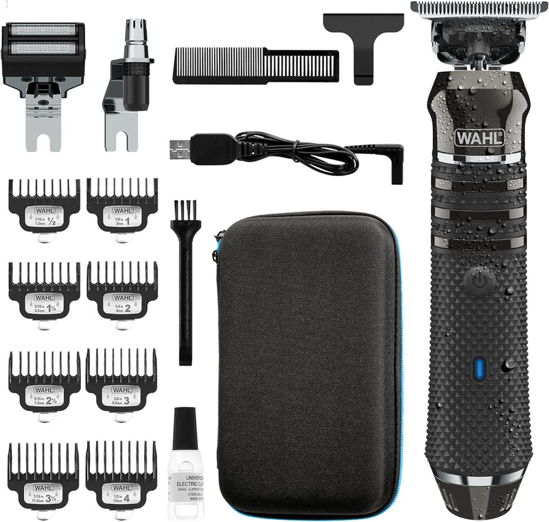Recortadora de barba inalámbrica Lithium-Ion Pro Series, cabezales intercambiables, lavable, cuchillas de metal, cortapelos de precisión