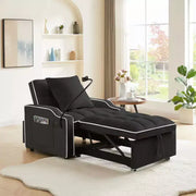 Sillón sofá convertible 3 en 1, sofá cama individual con respaldo ajustable, soporte para teléfono, USB y tipo C - ModernLuxe