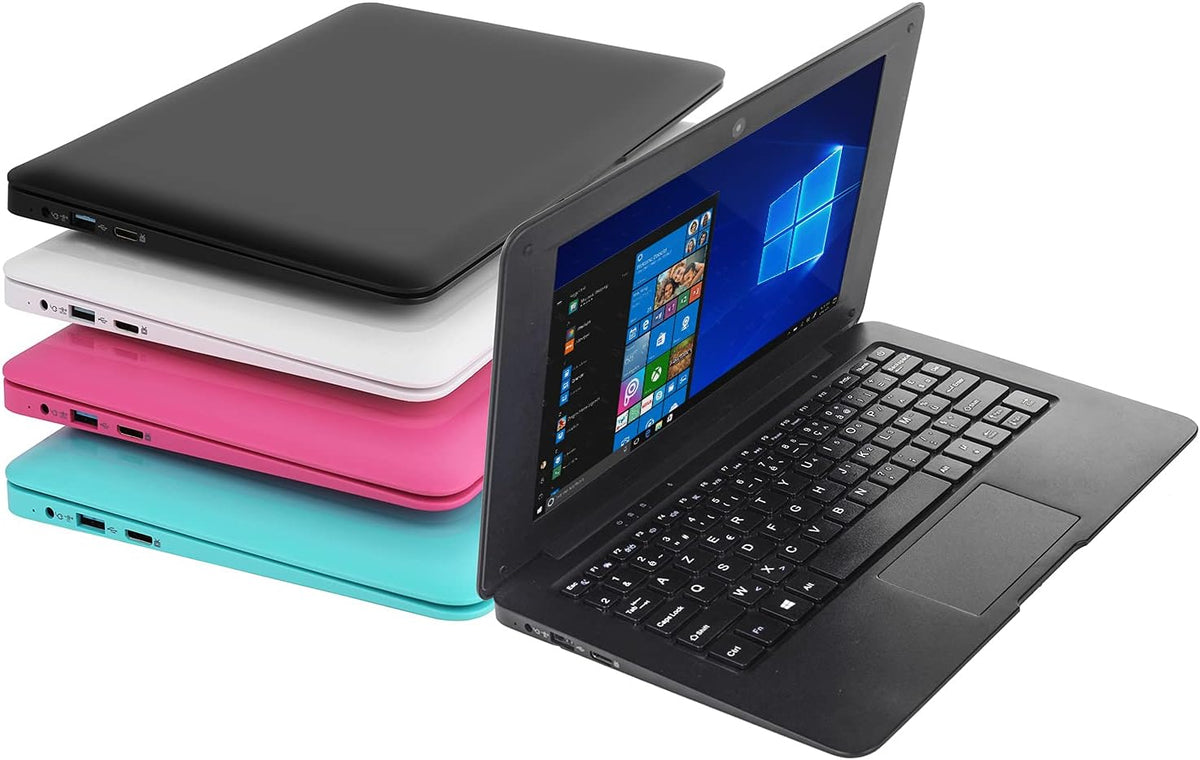 Ordenador portátil Bigmachine Windows 10 Mini 10,1 pulgadas 32 GB teclado AZERTY francés, ultra fino y ligero, netbook Quad Core PC HDMI Webcam Netflix YouTube (negro)