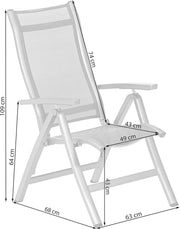 Sillón plegable Dehner Chicago, aprox. 110 x 63,5 x 67,5 cm, textileno/aluminio, gris