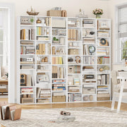 Estantería para libros FirFurd de 190 cm, estante para CD con 27 compartimentos, soporte para CD ajustable en altura, estantería de pie, separador de ambientes para sala de estar, estudio, blanco