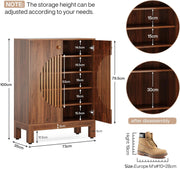 Tribesigns zapatero, estante para zapatos de 5 niveles, mueble zapatero estrecho con puertas de lamas, 20 pares, con estantes ajustables, organizador de madera para entrada, pasillo, salón (marrón)