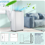 Aires acondicionados portátiles, AC portátil de 12000 BTU para habitaciones de hasta 550 pies cuadrados, AC 3 en 1 con enfriamiento rápido, deshumidificador y ventilador de tres velocidades, temporizador de 24 h/control remoto/ultra silencioso para