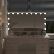 Tocador de maquillaje LED de lujo con 9 cajones, elegante estación de maquillaje