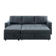 Sofá seccional reversible convertible con cama extraíble, chaise longue con almacenamiento oculto y patas duraderas