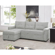 Sofá seccional reversible convertible con cama extraíble, chaise longue con almacenamiento oculto y patas duraderas