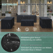 Conjunto de muebles de jardín de aluminio OMERAI de 5 piezas, incluye funda protectora impermeable para 7 personas, salón de jardín exterior con sofá, sillones y mesa, conjunto de jardín para jardín, terraza y balcón, gris oscuro
