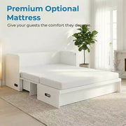 Cama Murphy convertible tamaño queen Mjkone con colchón, carga USB y cajones de almacenamiento