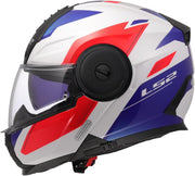 Casco modular LS2 FF902 Scope II DURIA blanco/azul/rojo con gafas de sol y PINLOCK incluido (M 57/58)