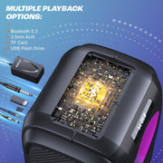 Altavoz Bluetooth W-KING 270W Peak Partybox 125dB, 12 bajos, 2 woofers de 16,5 cm, super graves, entrada de micrófono y guitarra, USB, AUX, batería.