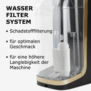 BRU Máquina de té para té a granel, hierbas y bolsitas de té - Dispensador de agua caliente y tetera en uno - SIN cápsulas, agua filtrada con solo pulsar un botón, sistema de limpieza automática (blanco/cromo)