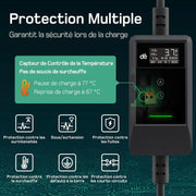 Cargador de coche eléctrico de 3,7 kW [10 m, 6/8/10/13/16 A], cable de carga para coche eléctrico tipo 2 con soporte de pared, pantalla LCD digital, compatible con E-208, Model Y, E-Tech, 500e y otros vehículos eléctricos/híbridos enchufables