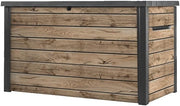 Arcón para exteriores Keter Ontario 870 litros | 100% impermeable con ventilación para evitar malos olores y moho | Aspecto de madera moderno | Tapa con amortiguadores de gas
