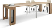PAZZO DESIGN, Mesa Consola Extensible con Soporte para Extensiones Elvire, Roble Rústico, hasta 12 plazas, Mesa Consola de Cocina, Fabricado en Italia, de 45 a 300 cm - id_1931