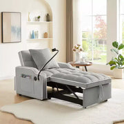 Sillón sofá convertible 3 en 1, sofá cama individual con respaldo ajustable, soporte para teléfono, USB y tipo C - ModernLuxe