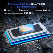 GEEKOM IT15 Mini PC IA, el más potente con Intel Core Ultra 9 285H (15.ª gen.) | 32 GB DDR5 y 2 TB SSD | GPU Intel Arc 140T 99 TOPS | Wi-Fi 7 | Pantalla cuádruple 8K | Windows 11 Pro para IA, gaming y creación