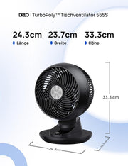 Ventilador de mesa 3D DREO muy silencioso 22 dB, ventilador pequeño con mando a distancia, flujo de aire potente de 8,8 m/s, oscilación de 90°, control por aplicación y voz, 9 niveles, temporizador de 8/12 h para dormitorio y oficina