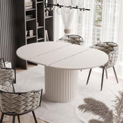 Mesa de comedor redonda extensible 120 ø - 160 cm, mesa de comedor redonda ovalada extensible, mesa de comedor - mesa de cocina