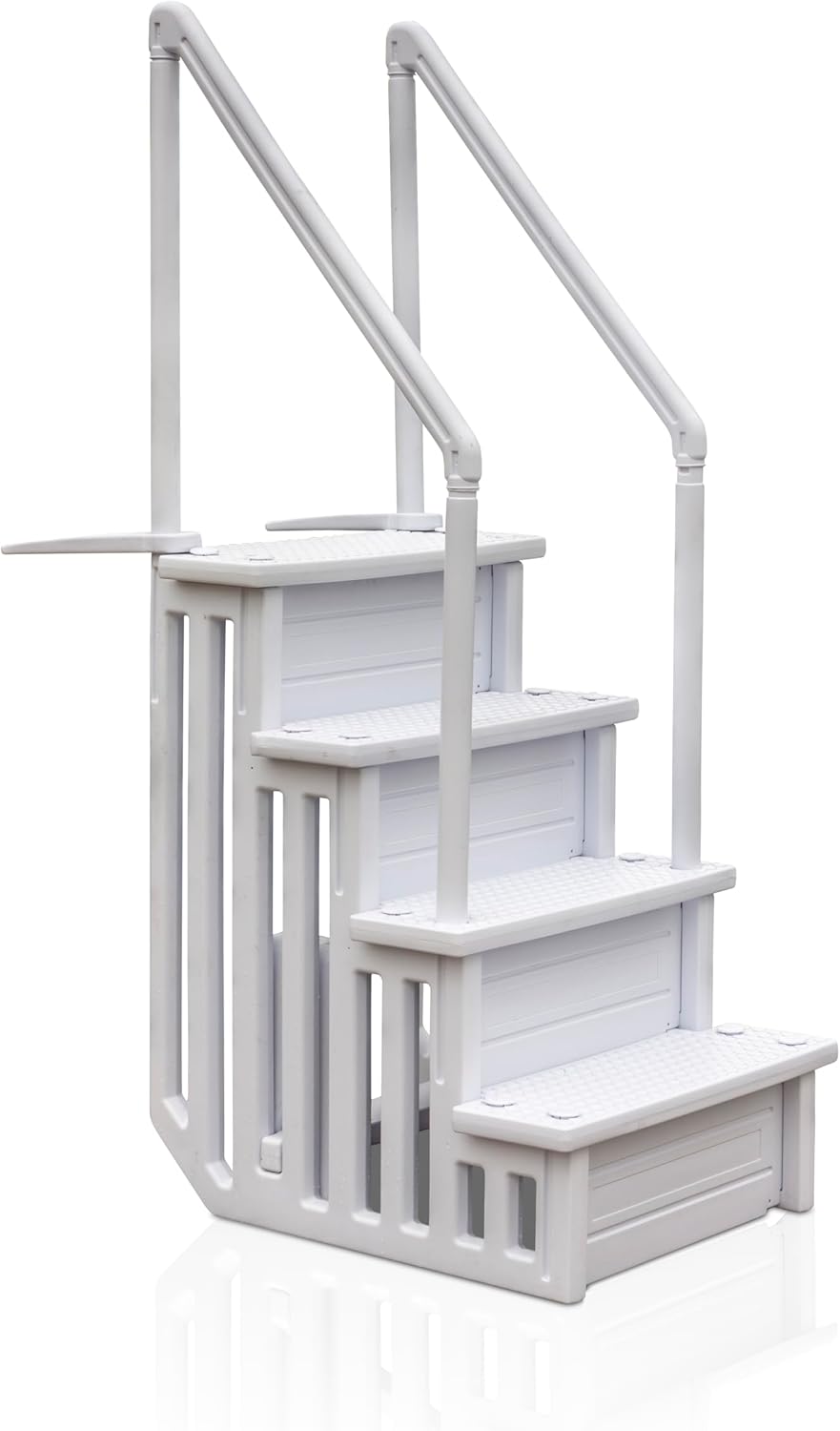GRE EPE30 - Escalera interior antideslizante para piscina enterrada, escalera de seguridad para piscina con 4 peldaños, sintética, color blanco. 80 x 92 x 206 cm