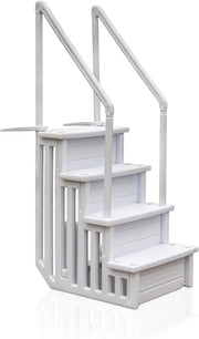GRE EPE30 - Escalera interior antideslizante para piscina enterrada, escalera de seguridad para piscina con 4 peldaños, sintética, color blanco. 80 x 92 x 206 cm