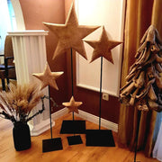 Estrella de madera sobre soporte de hierro, 4 tamaños, maciza, decoración invernal natural