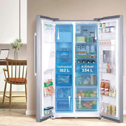 Midea KS-DDX 6.32 WT Frigorífico americano / 178,8 cm de altura / 254 kWh/año / No Frost / Compresor Dual Inverter / con dispensador de agua/hielo 3 en 1 y depósito de agua, Dark Inox