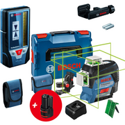 Bosch Professional 12V System Láser de líneas GLL 3-80 CG, receptor LR 7 (haz rojo y verde, 2 pilas de 1,5 V AAA, alcance: 5-50 m, funda protectora)