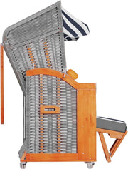 Strandkorb Hanse Ostsee 2,5 plazas Klassik XXL, 160 cm de ancho - Reclinable, ya montado, incluye ruedas para strandkorb, ideal para el hogar, balcón y terraza