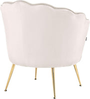 Silla tapizada Rosita I de CLP con revestimiento de terciopelo I Estructura de metal color dorado, color: crema