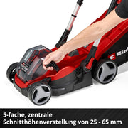 Cortacésped inalámbrico Einhell RASARRO 36/42 Kit Power X-Change (36V, 42 cm de ancho de corte, hasta 725 m², motor sin escobillas, caja colectora de 50L, función de mulching, incl. 2x 5,2Ah + 1x cargador doble)