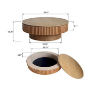 Mesa de centro redonda moderna de madera maciza chapada con almacenamiento
